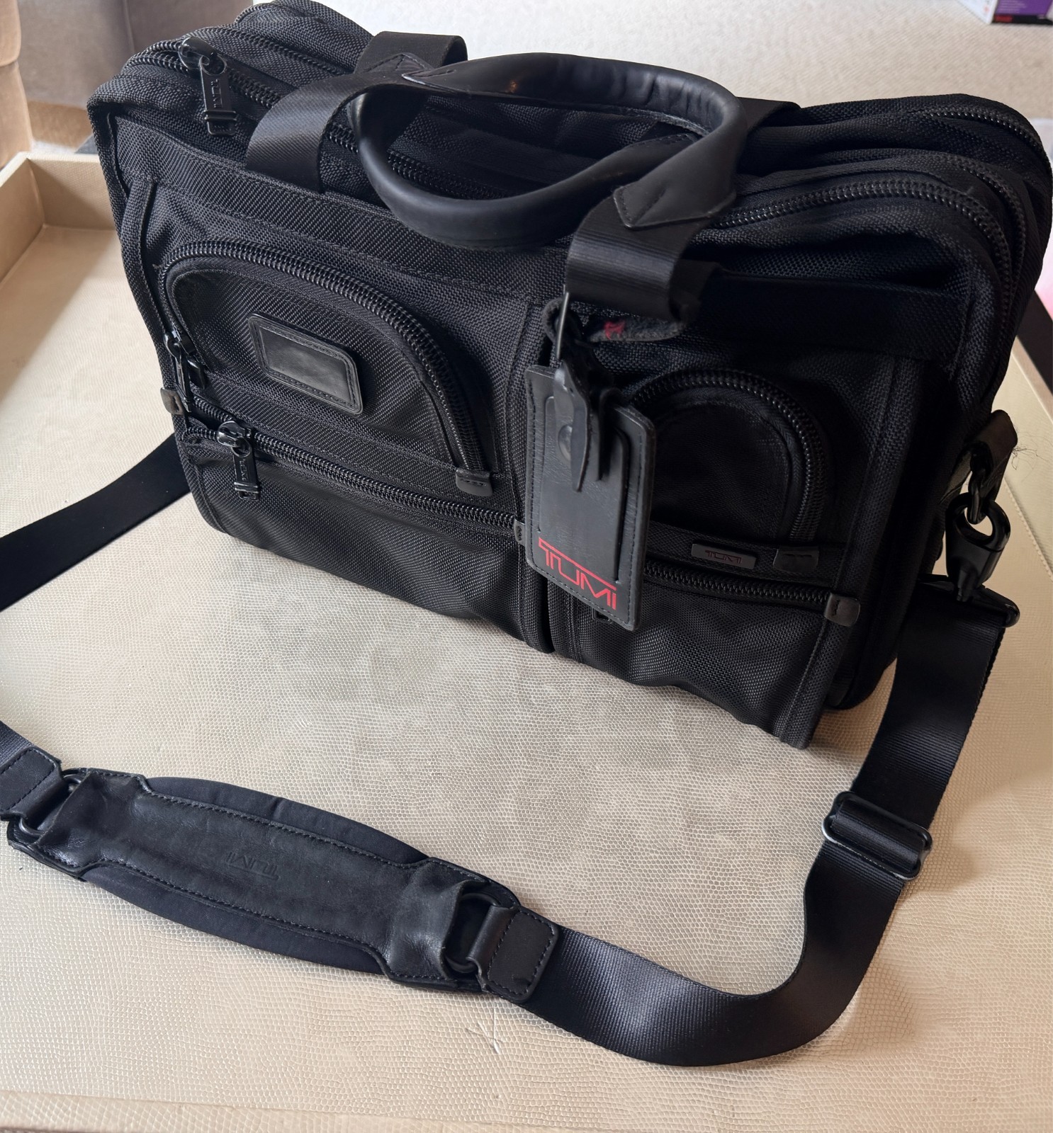 TUMI Alpha T-Pass 26141DH Laptop Bag Expandable Briefcase with Tumi Luggage Tag