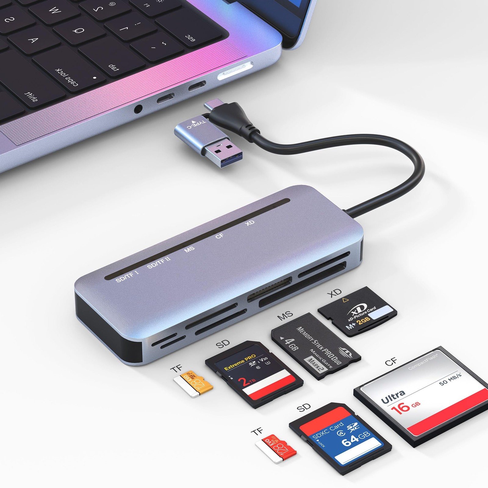 Memory Stick Pro Duo Card Reader, 7 in 1 USB-A/USB-C Multi Memory Card Reader...