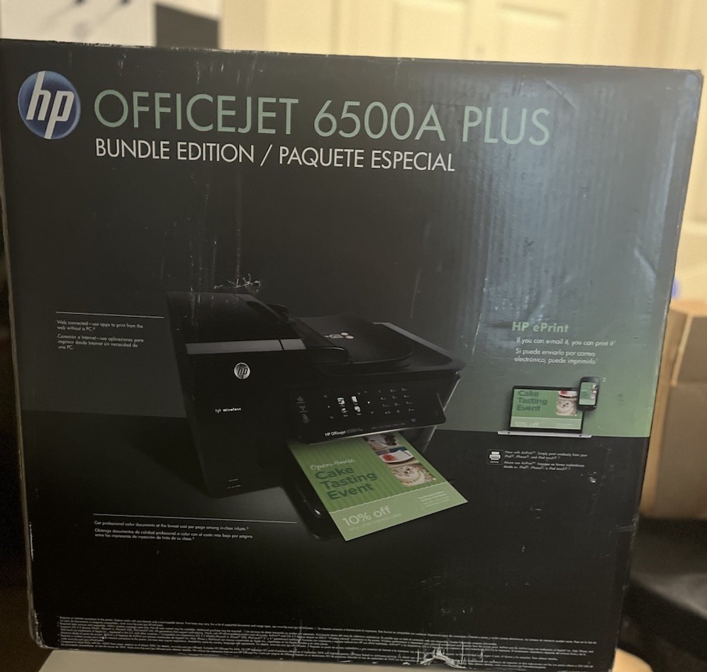HP Officejet 6500A Plus Printer All-in-One E710n - Bundle with Ink Included
