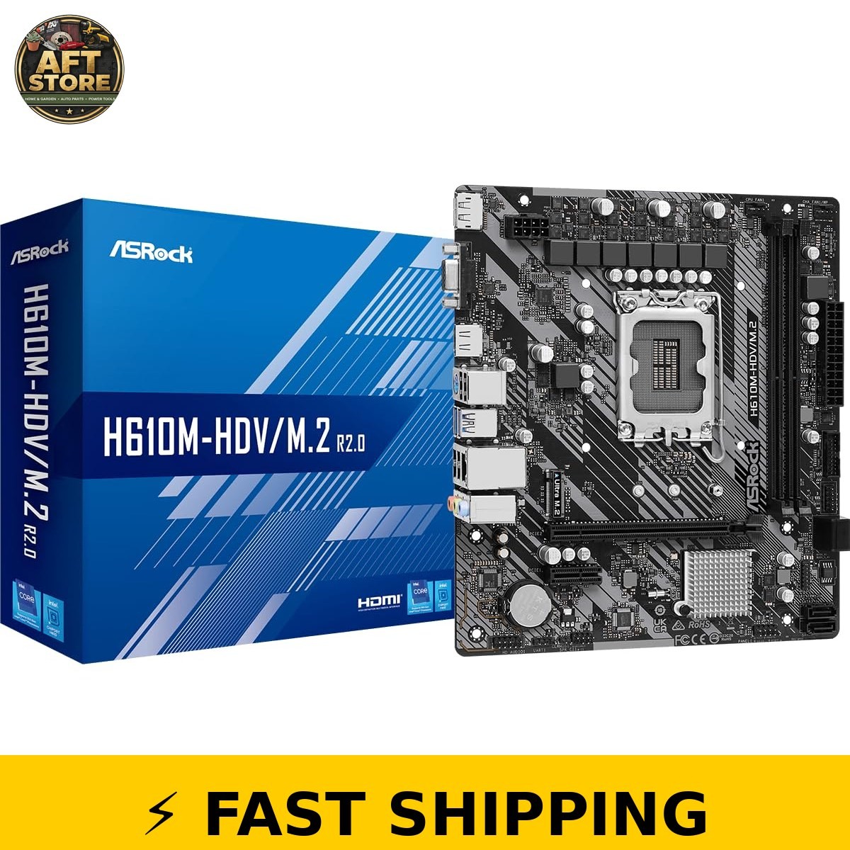 ASRock H610M-HDV/M.2 Micro-ATX Motherboard, Intel LGA1700, DDR4 3200