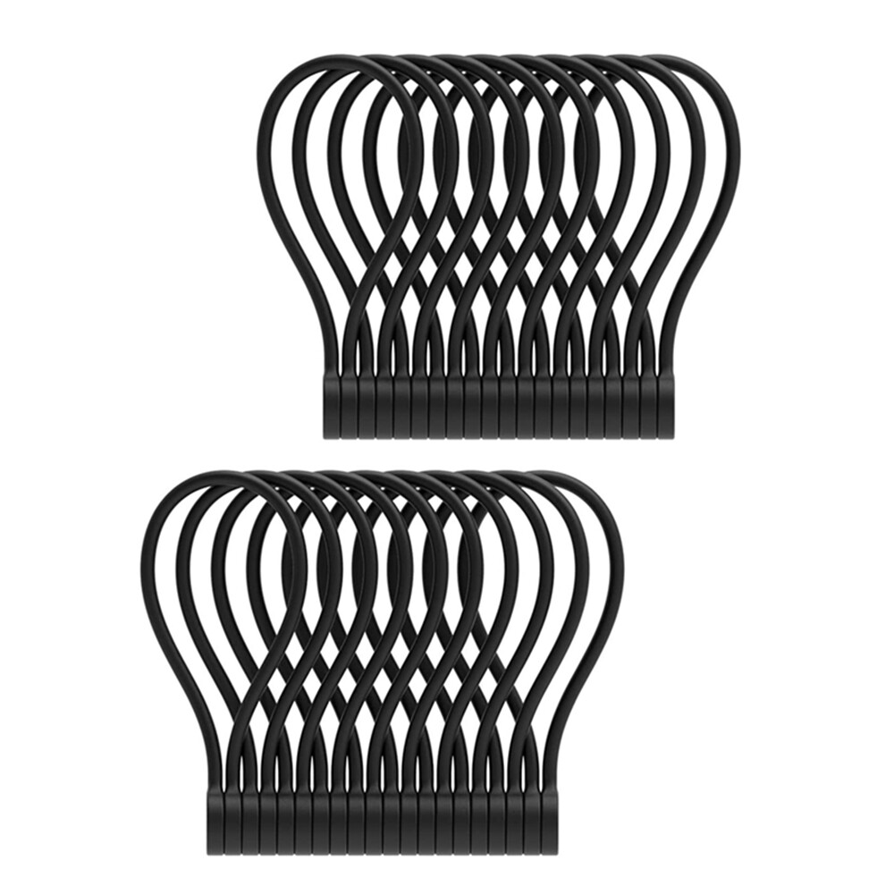 20pcs Black Reusable Silicone Magnetic Cable Tie Twist for Bundling Organizing