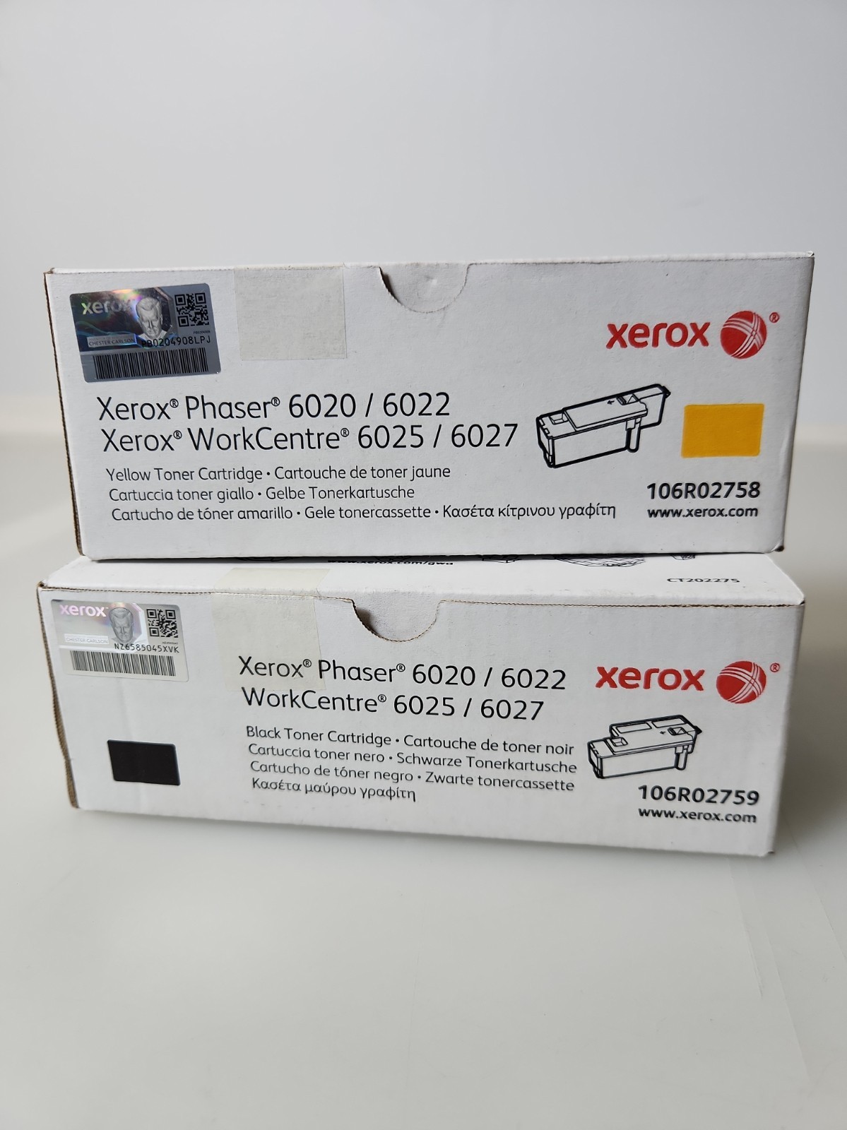 Lot 2 Genuine Xerox 106R02759 106R02758 Black Yellow Toner Phaser  WorkCentre 