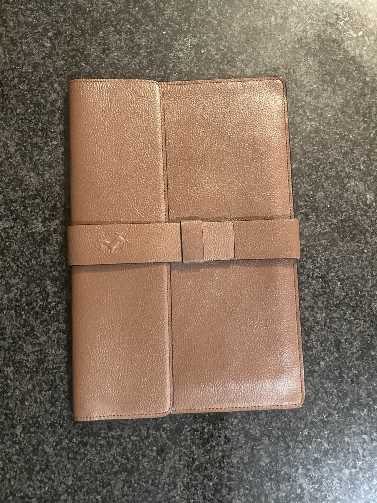 Ferrari Genuine Leather iPad Tablet Folio Brown w/ Dust Bag Luxury Executive Cas