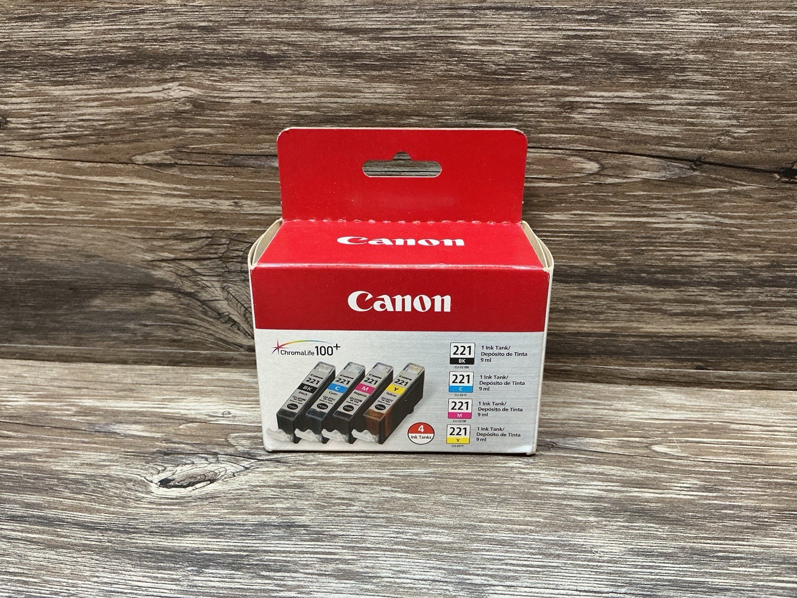 Canon 221 - Black Cyan Magenta Yellow 4-Pack Ink Cartridges Brand New Sealed