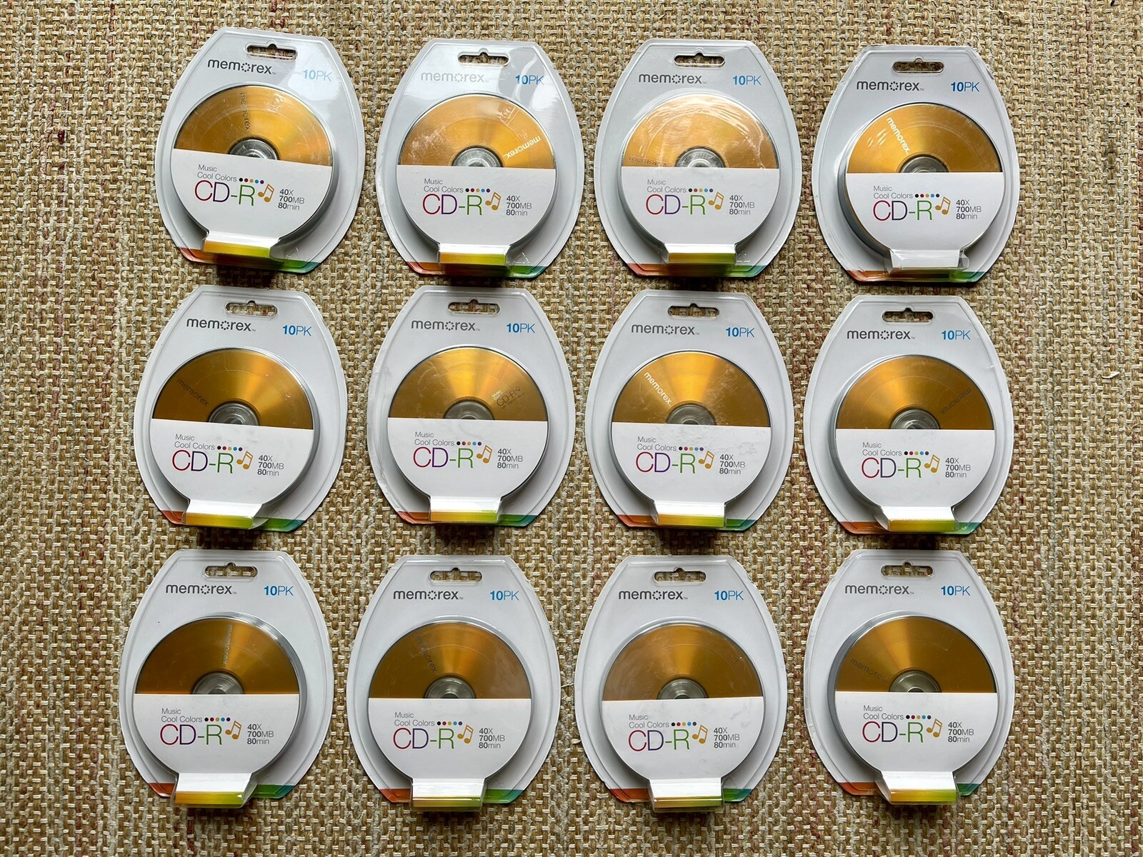 MEMOREX CD-R MUSIC COOL COLORS 40X 700MB 80MIN LOT 120 TOTAL NEW 12 qty 10 packs