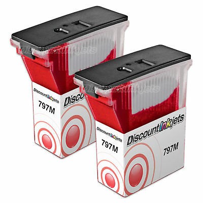 2PK 797-M Fluorescent Red Ink Cartridge Pitney Bowes MailStation K7M0 K7M0 mail
