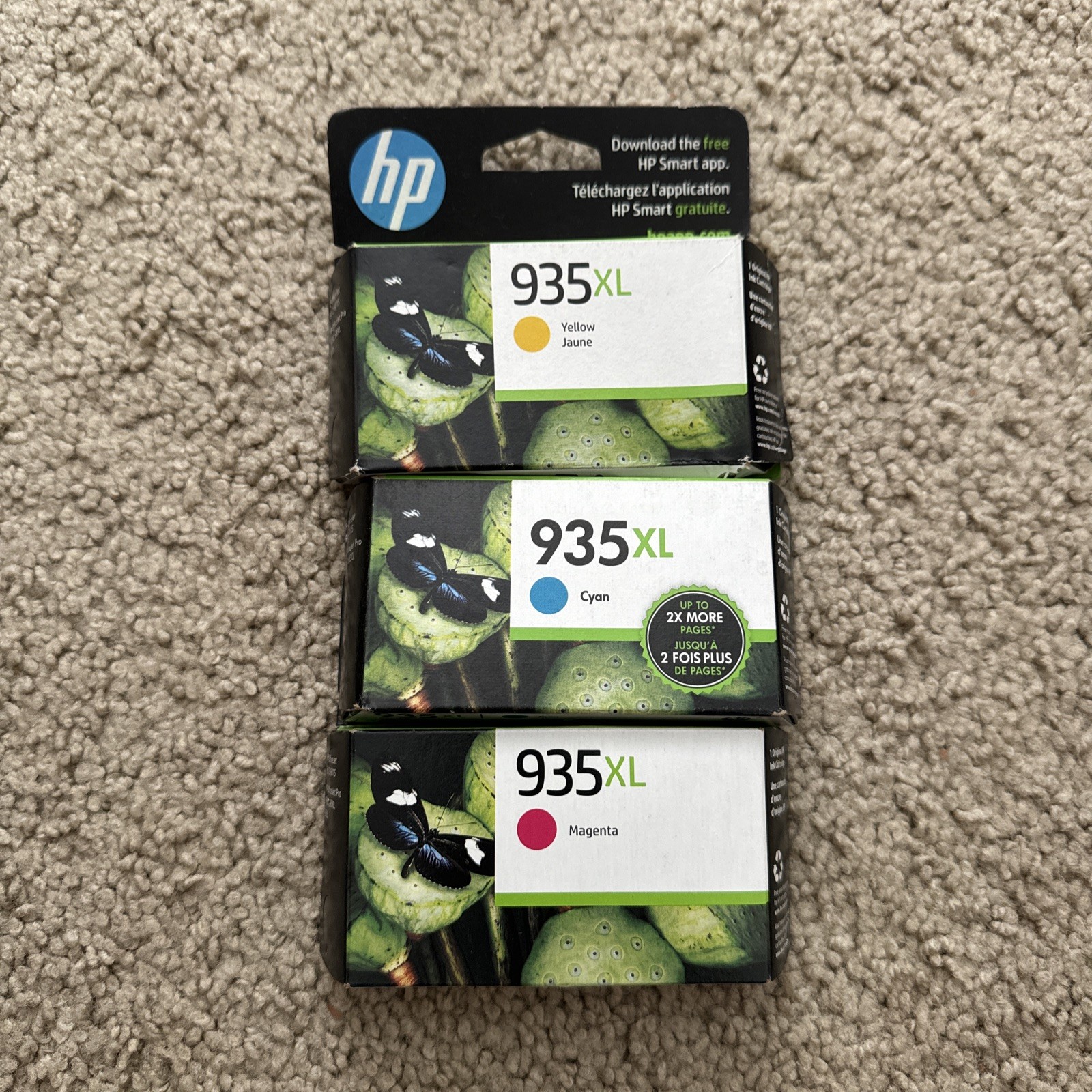 3 Pack Genuine HP 935xl Cyan Yellow Magenta Ink 935 Xl Color Exp 2023-2025