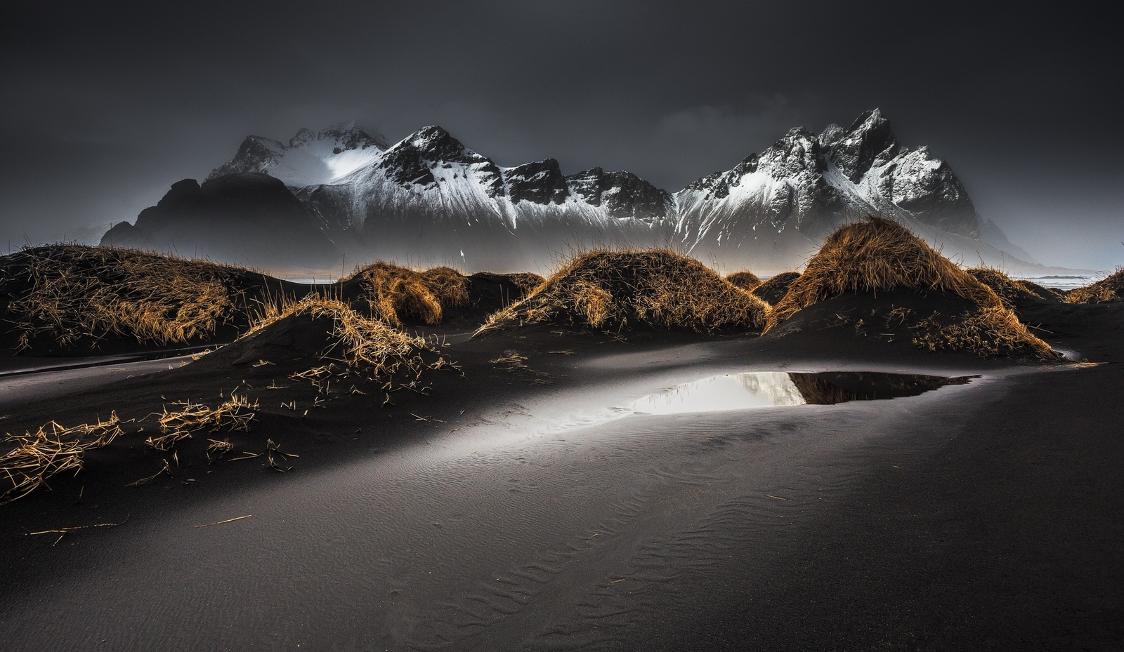 Landscape nature black sand beach grass iceland Custom Gaming Mat Desk