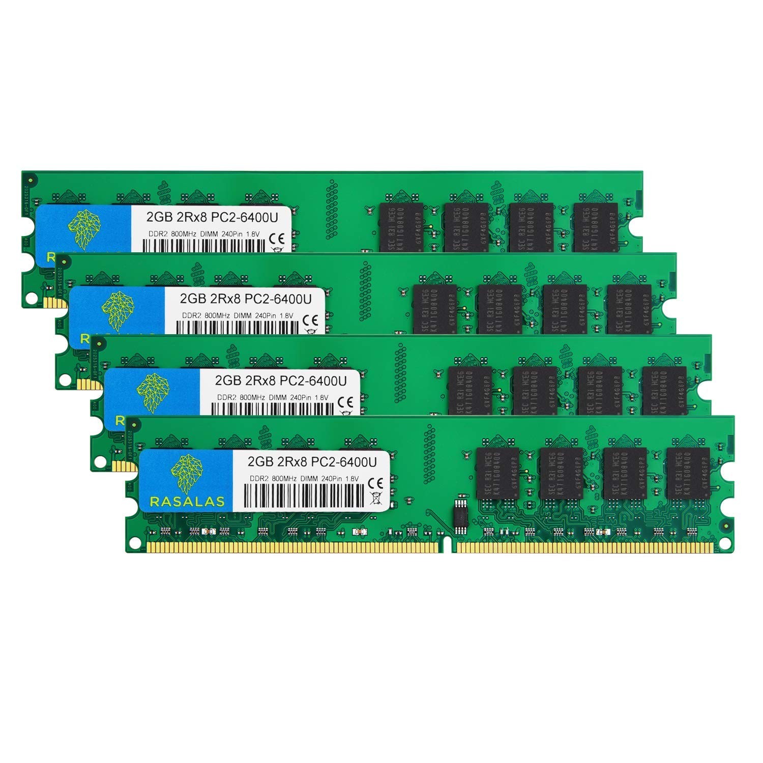 8GB Kit 4x2GB DDR2 800MHz PC26400 CL6 240Pin UDIMM Desktop RAM Memory Module