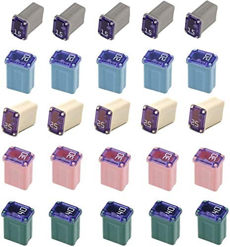 25 Pack Micro Cartridge Fuses Kit 15-40 Amp MCASE for Cars Trucks