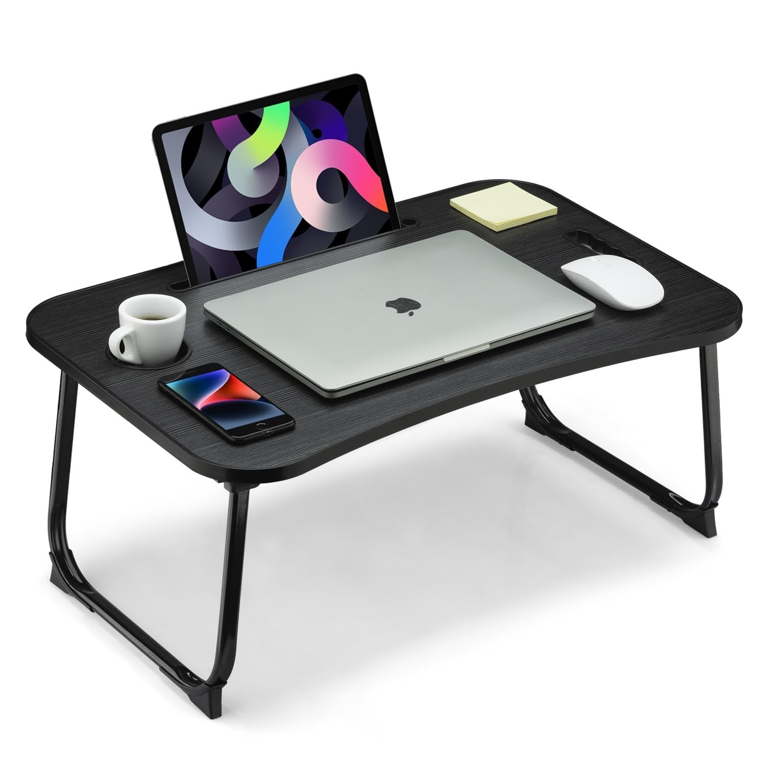 Portable Foldable Lap Desk with Cup Holder & Tablet Slot - Ideal for Work, Writi