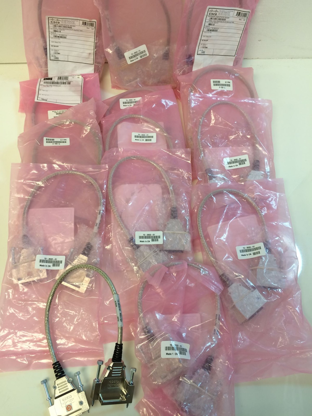 NEW Lot Of 14 Cisco CAB-STACK-50CM StackWise Stacking Cables 0.5M 72-2632-01