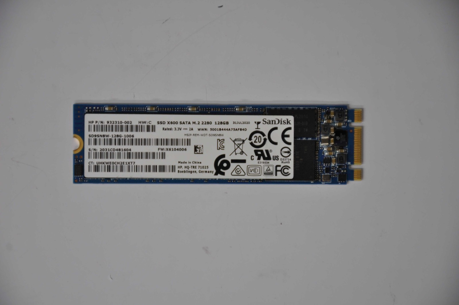 NEW HP Hard Drive 128GB M.2 2280 SATA X600 SS 932310-002 