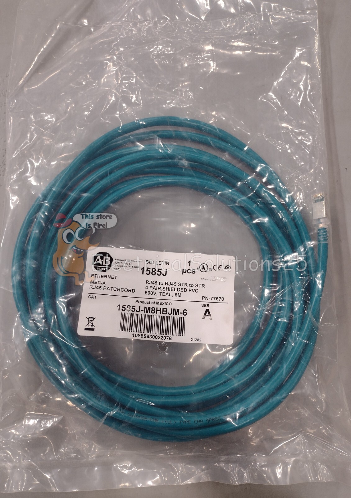 NEW ALLEN-BRADLEY 1585J-M8HBJM-6 RJ45 ETHERNET MEDIA Patch Cord - 
