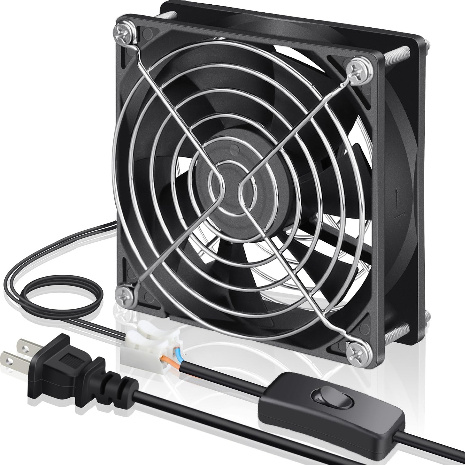 GDSTIME 92mm EC Axial Fan AC 110V 120V Dual Ball Bearing 92x25mm, 92x92x25mm