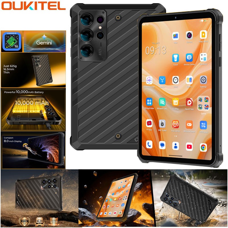 8" OUKITEL RT11 5G eSIM Rugged Tablet Android 16 Mobile Waterproof 10000mAh 128G