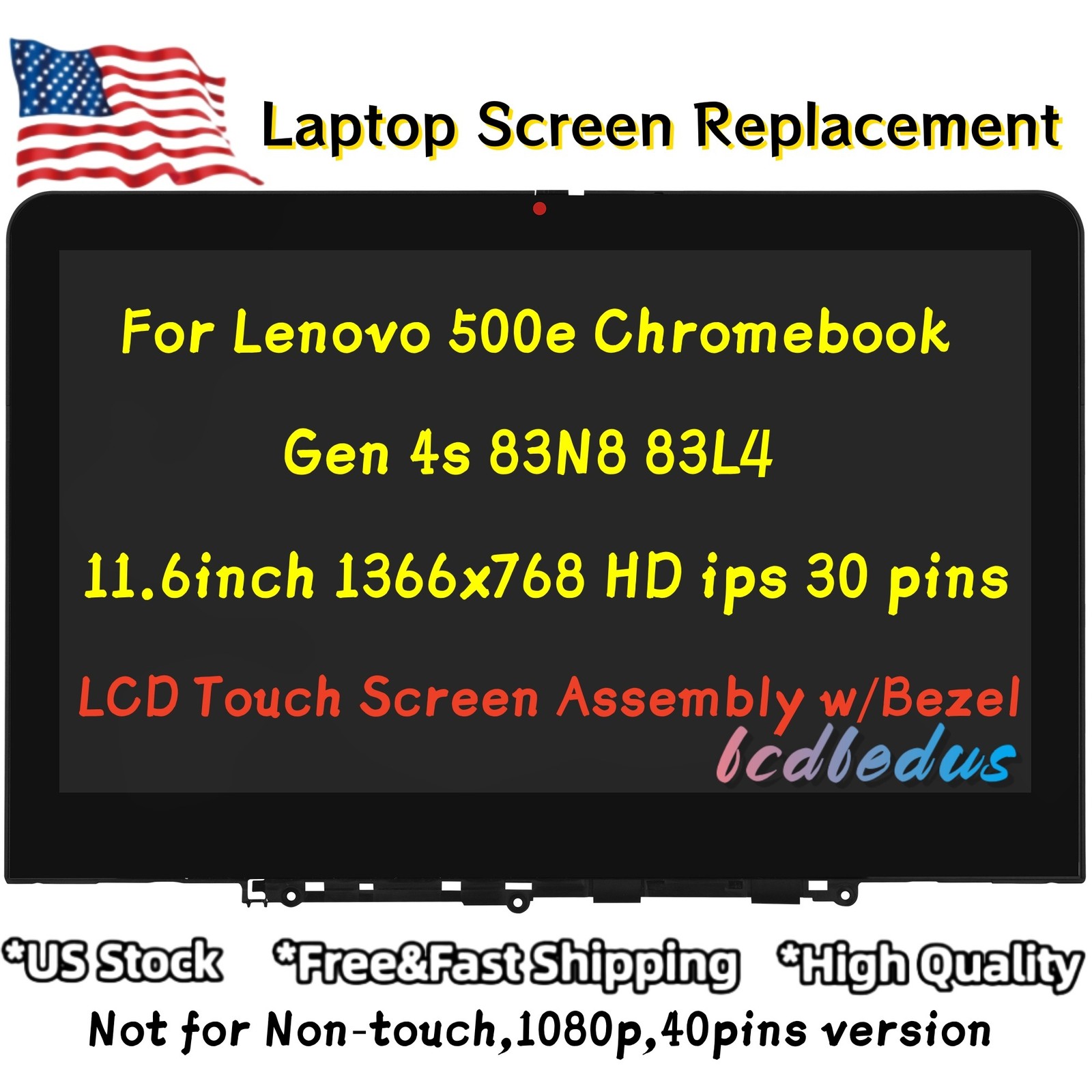 5M11Q54440 for Lenovo 500e Chromebook Gen 4s 5M11Q54434 LCD Touch Screen 11.6''
