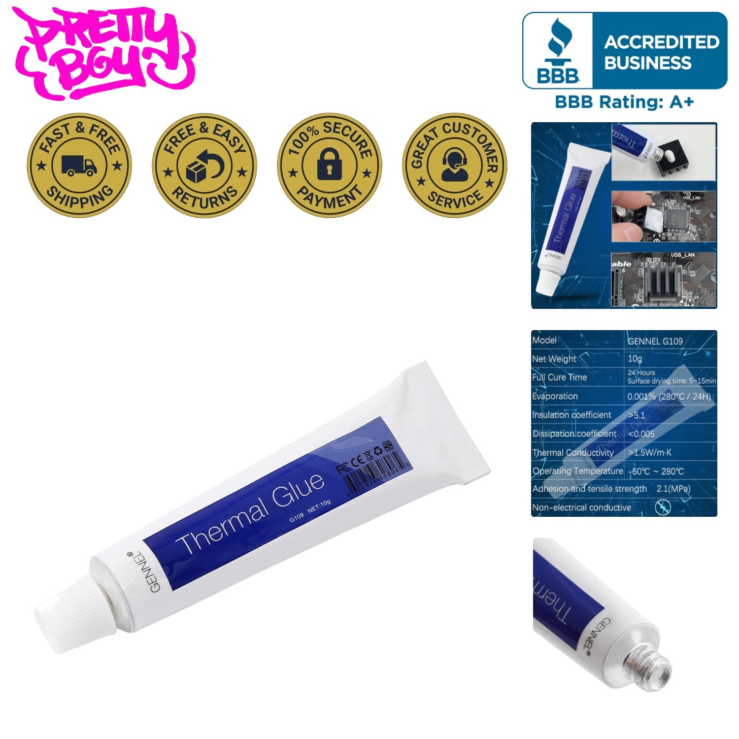 Silicone Thermal Glue 10g - Strong Adhesion & Wide Temperature Tolerance