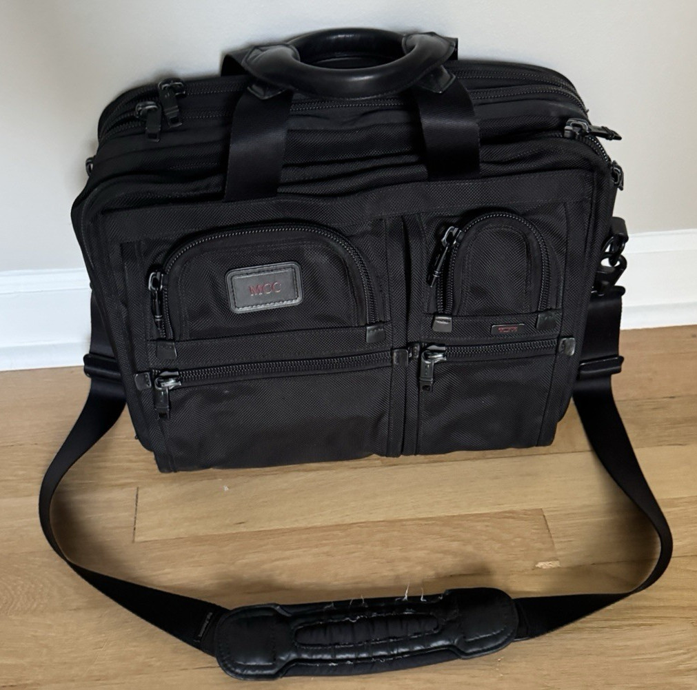 TUMI Alpha T-Pass 26145DH Laptop Bag Expandable Briefcase Luggage Black Nylon
