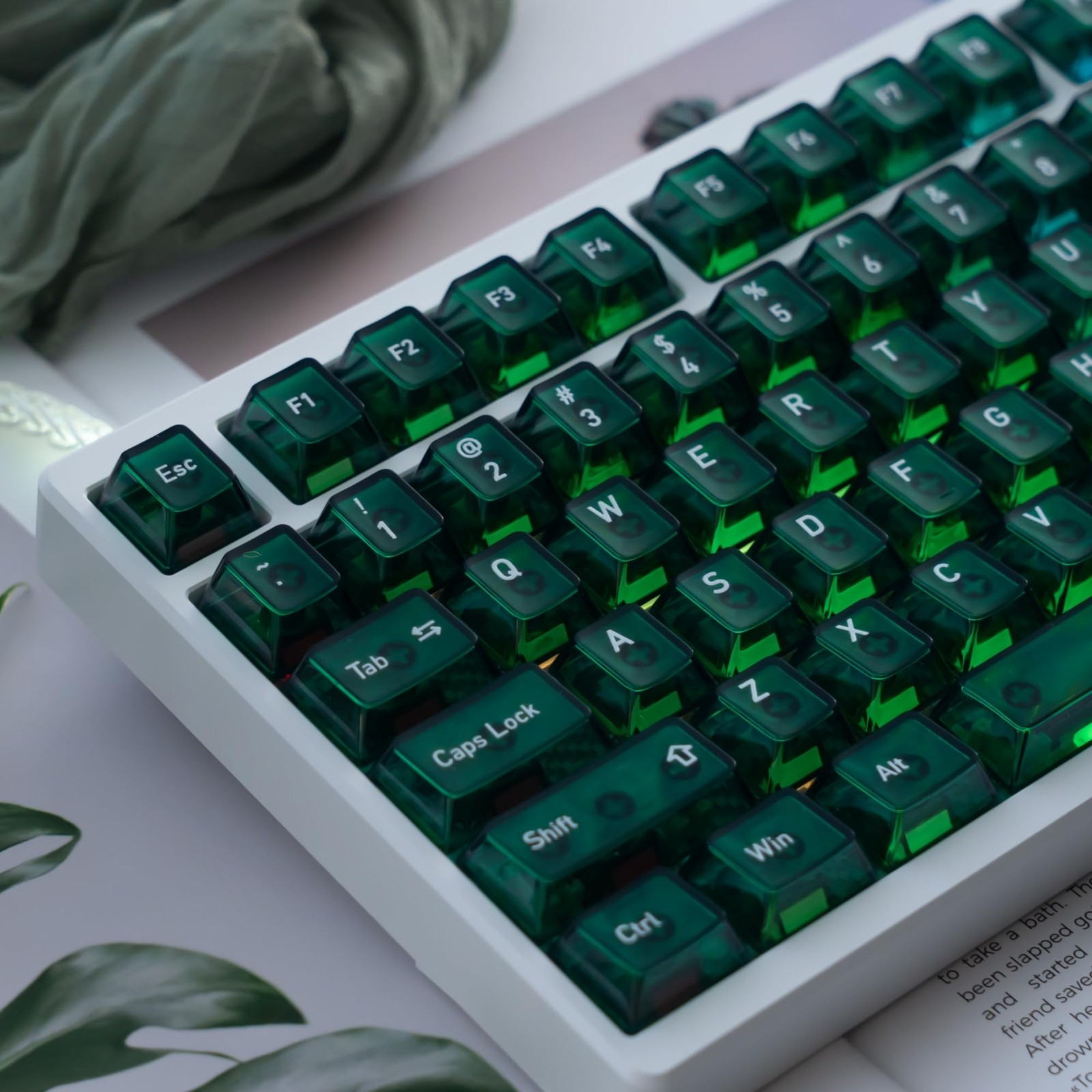 115 PCS Emerald Green Frosted Translucent Keycaps Cherry Fits 60104 Keys