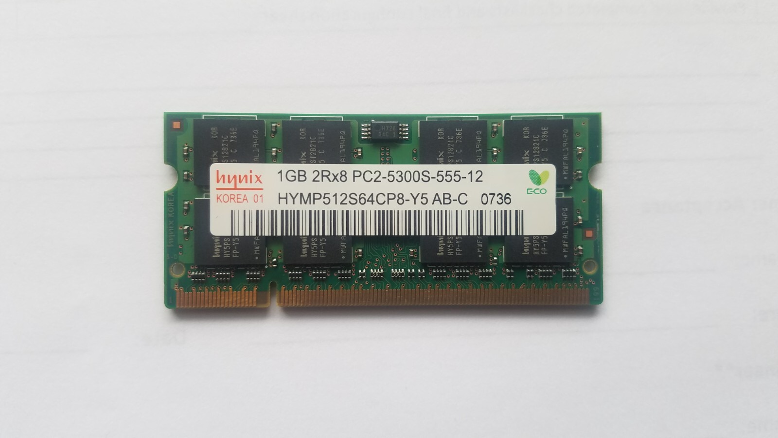 HYNIX DDR2 1GB 2Rx8 PC2-5300S-555-12 HYMP512S64CP8-Y5 AB-C SODIMM LAPTOP MEMORY