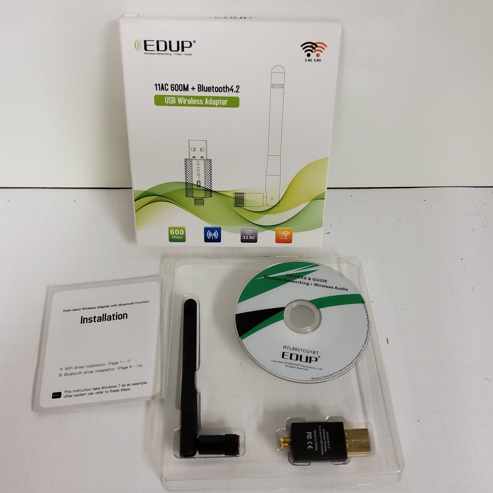EDUP AC600Mbps 5.8Ghz/2.4Ghz Dual Band Wireless USB WIFI Adapter -...