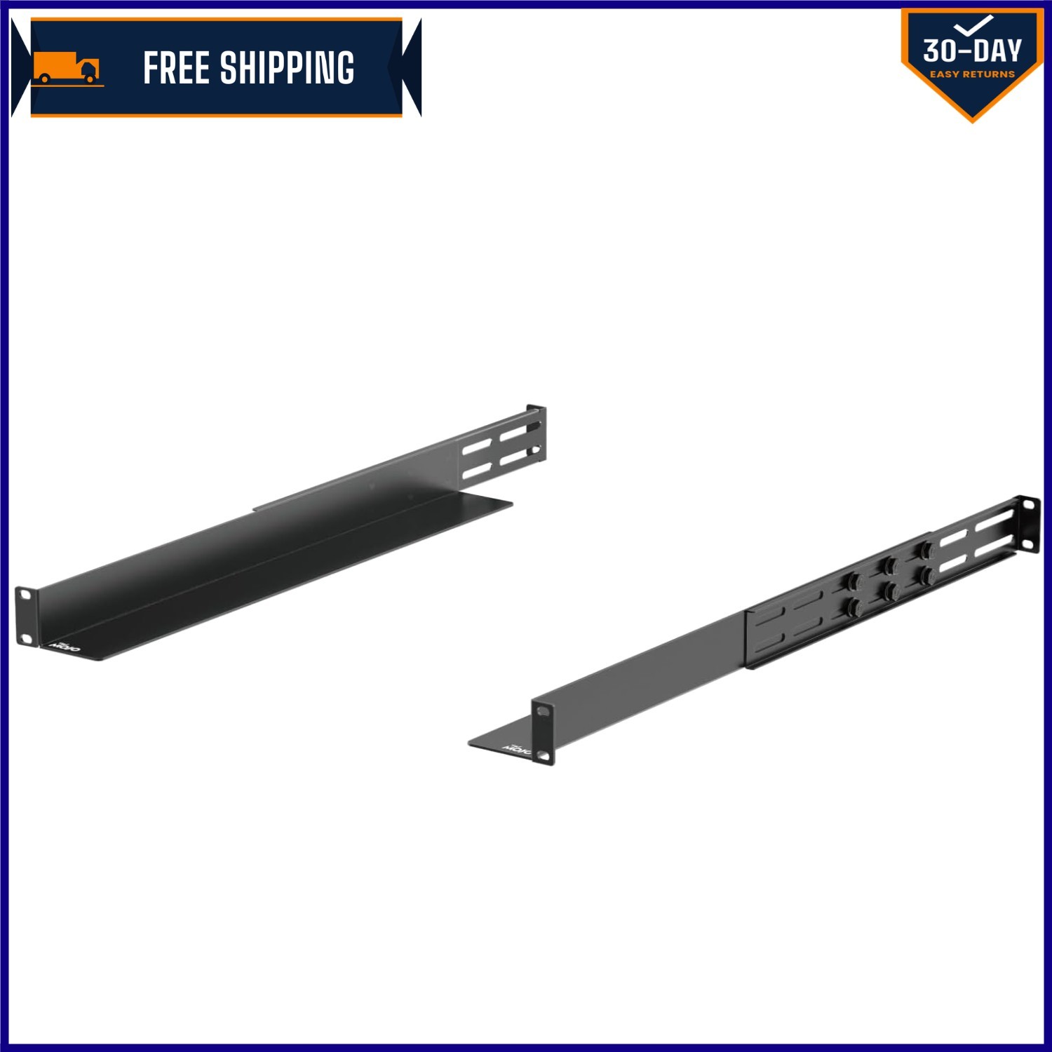 Heavy-Duty 1U Rack Mount Rails with Adjustable Depth - Ideal for AV & IT Gear