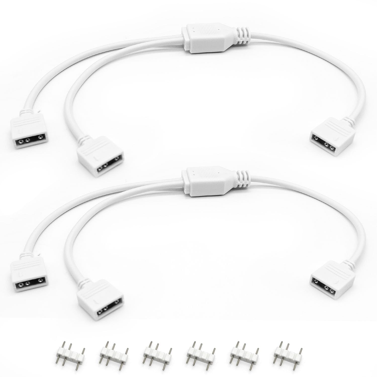 2PCS White ARGB Spliter Cables, 5V 3-Pin Addressable RGB 1-To-2 Y Spliter Cables