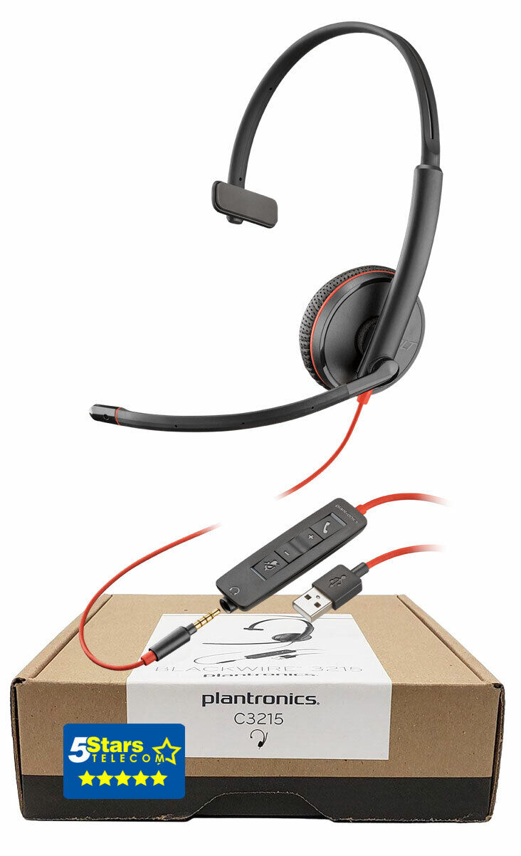 Plantronics Blackwire C3215 USB-A Headset (209746-101, 209746-22) Brand New
