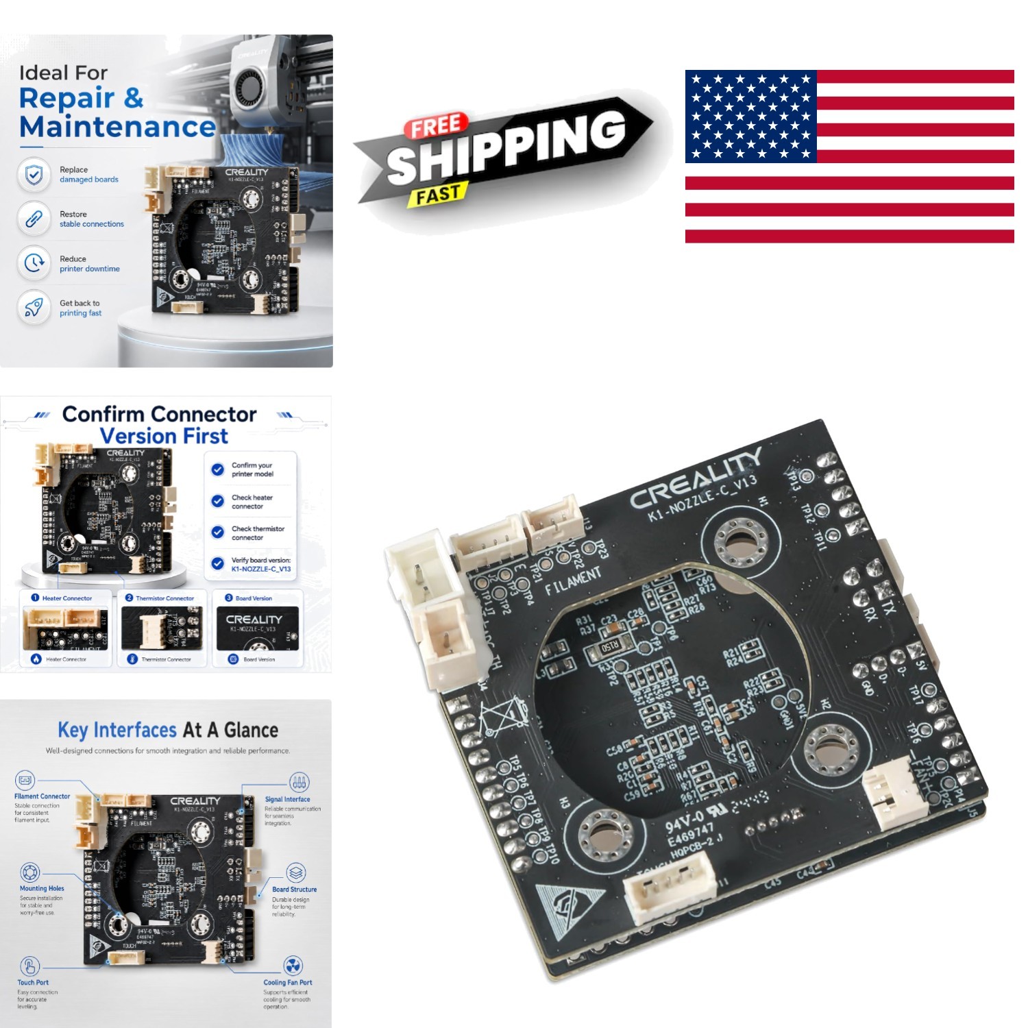 Hotend PCB Adapter Board for K1 Max K1C K1 SE 3D Printers Upgrade Toolhead