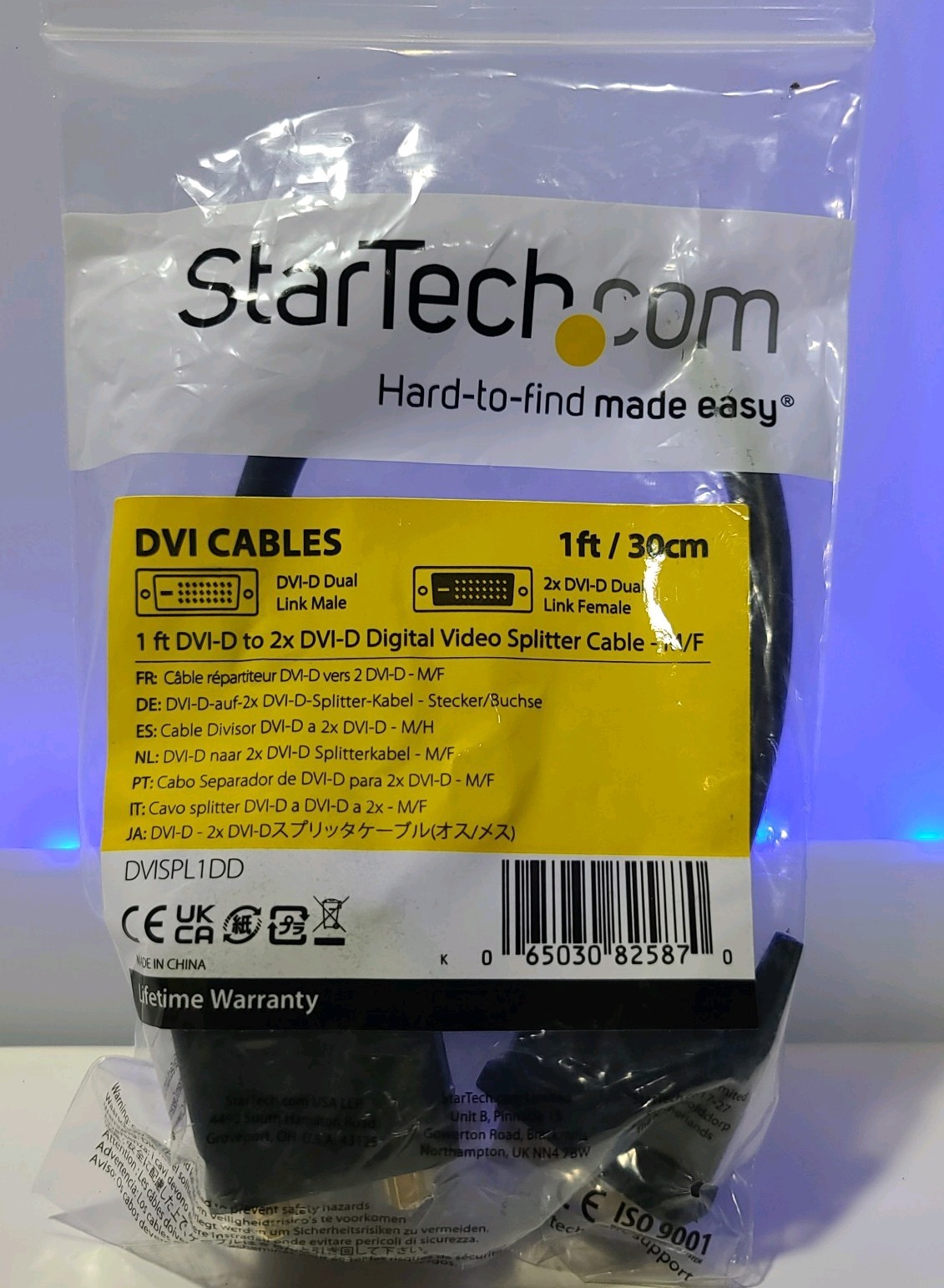 *NEW* STARTECH 1FT DVI splitter CABLE | DVI-D (m) -  2X DVI-D (f) | DVISPL1DD 