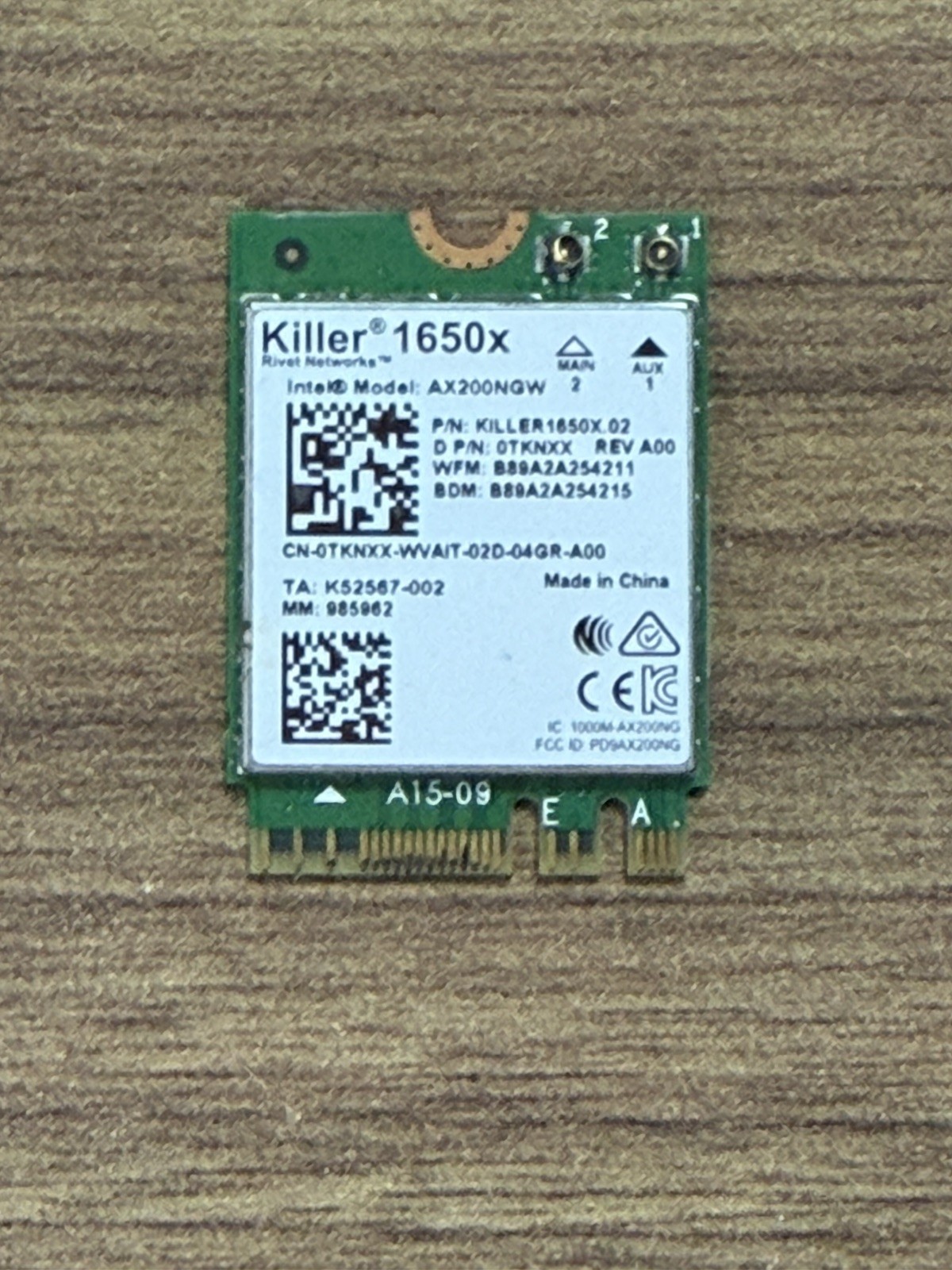 TKNXX - Card, Wrles, Killer, 1650X, WW - working pull  