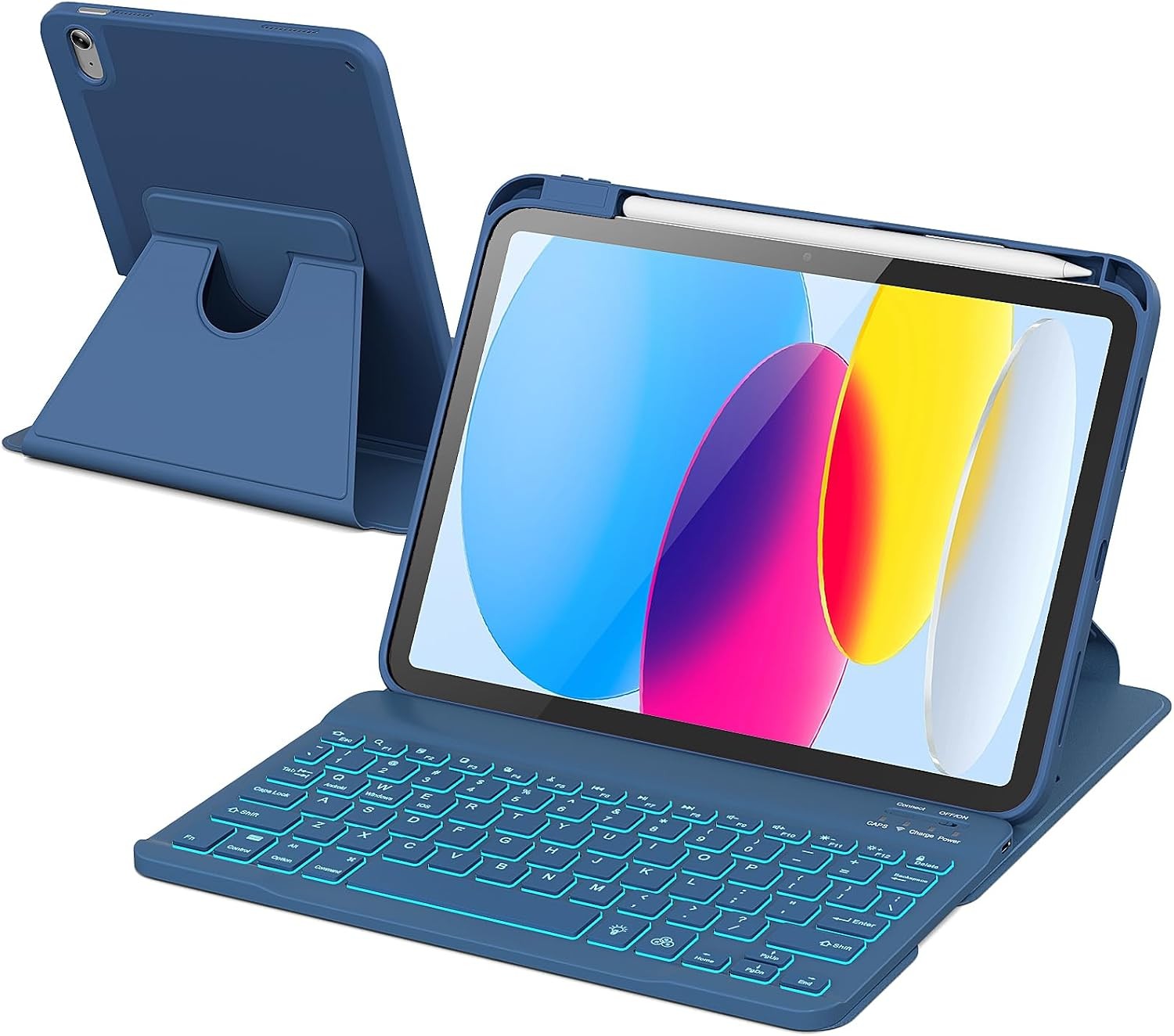 Case for iPad 11th/10th Generation - 360° Rotatable Case with Detachable Keyboar