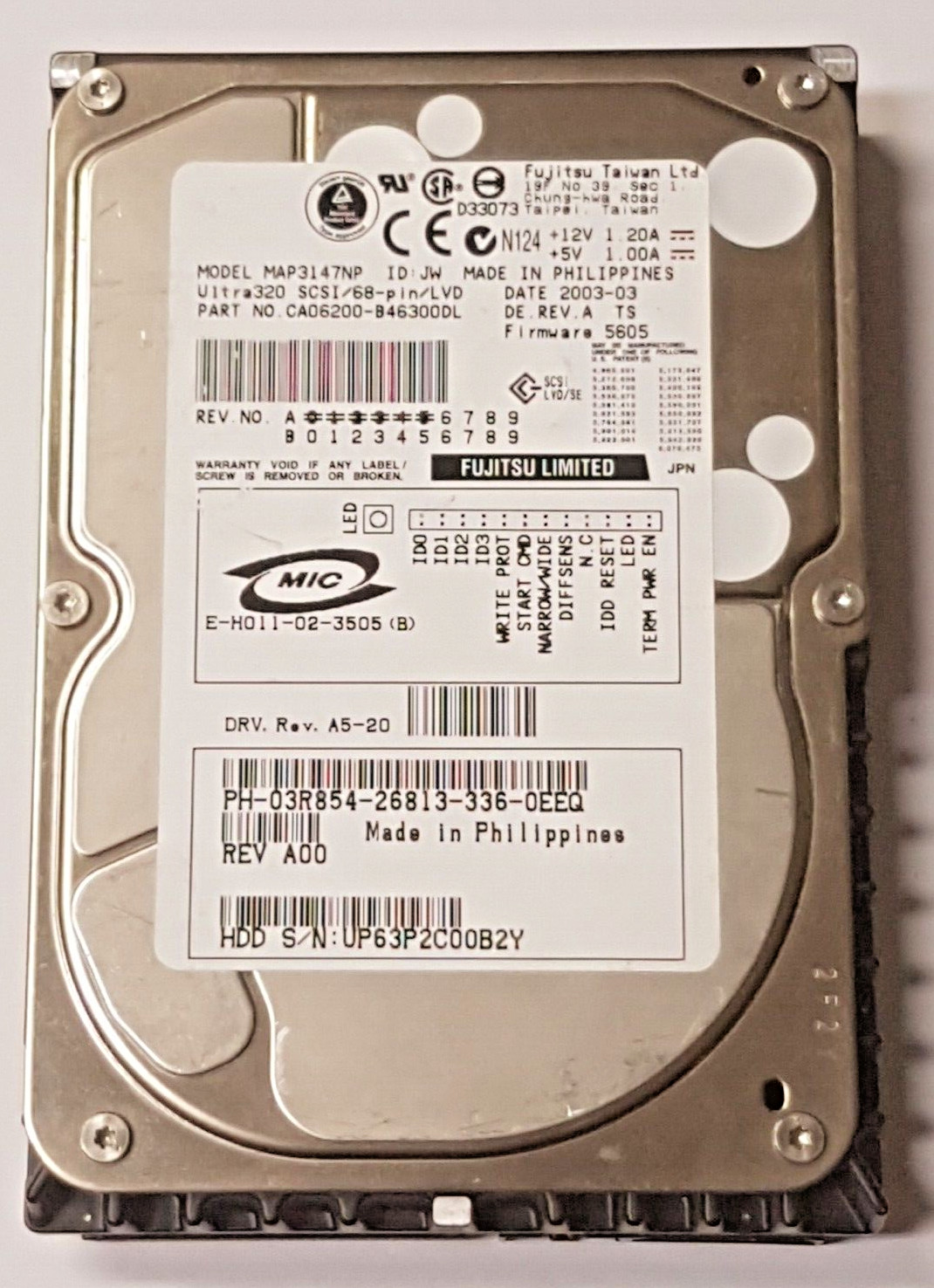 147GB Fujitsu MAP3147NP 10000RPM U320 68pin SCSI 8MB HDD 3.5" Hard Drive