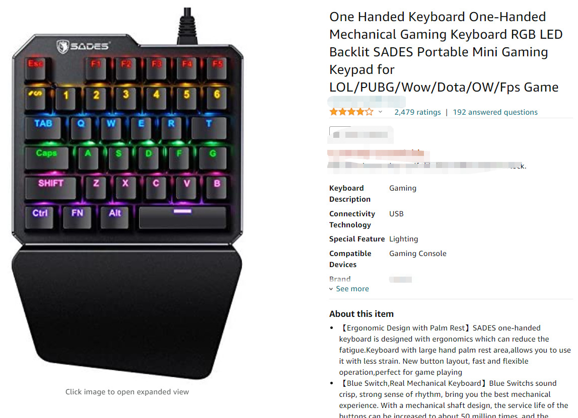 One Handed Keyboard One-Handed Mechanical Gaming Keyboard RGB LED original $24.9