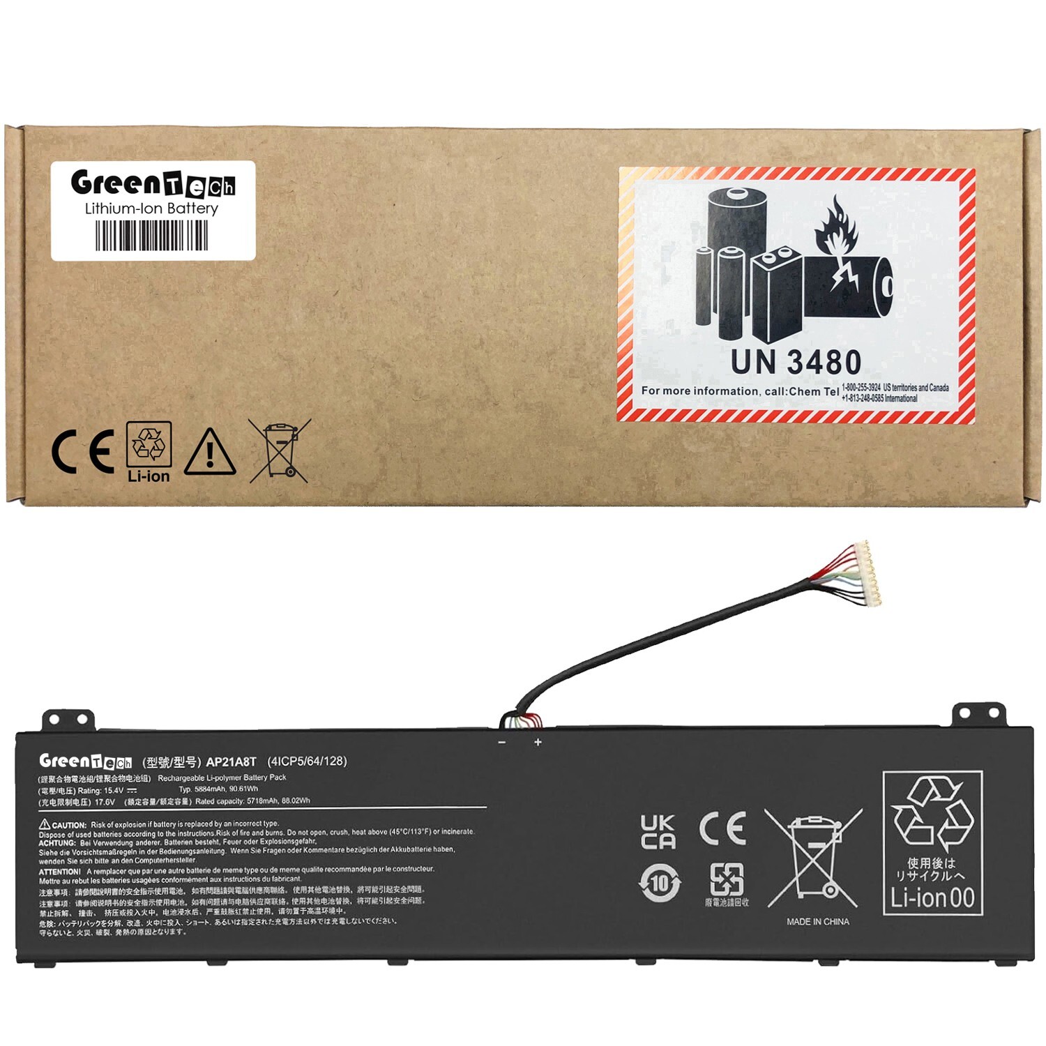 GREENTECH AP21A8T AP21A7T BATTERY 90.61WH FOR ACER NITRO AN16-41 AN16-42 AP21A5T