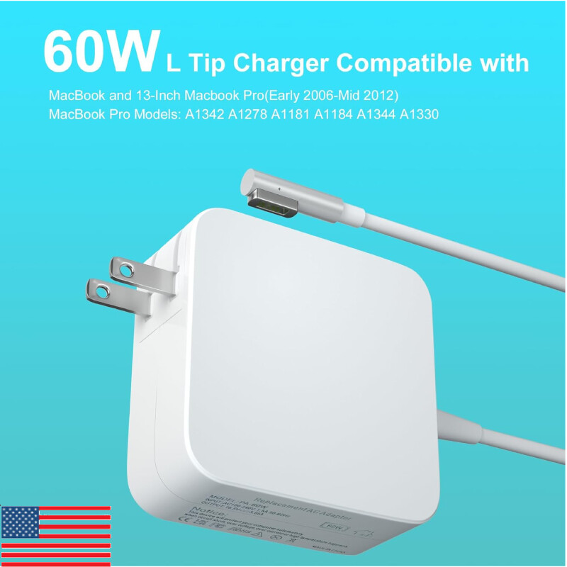 60W AC Adapter L-Tip Connector for MacBook Air 13'' Charger (Before Mid 2012)