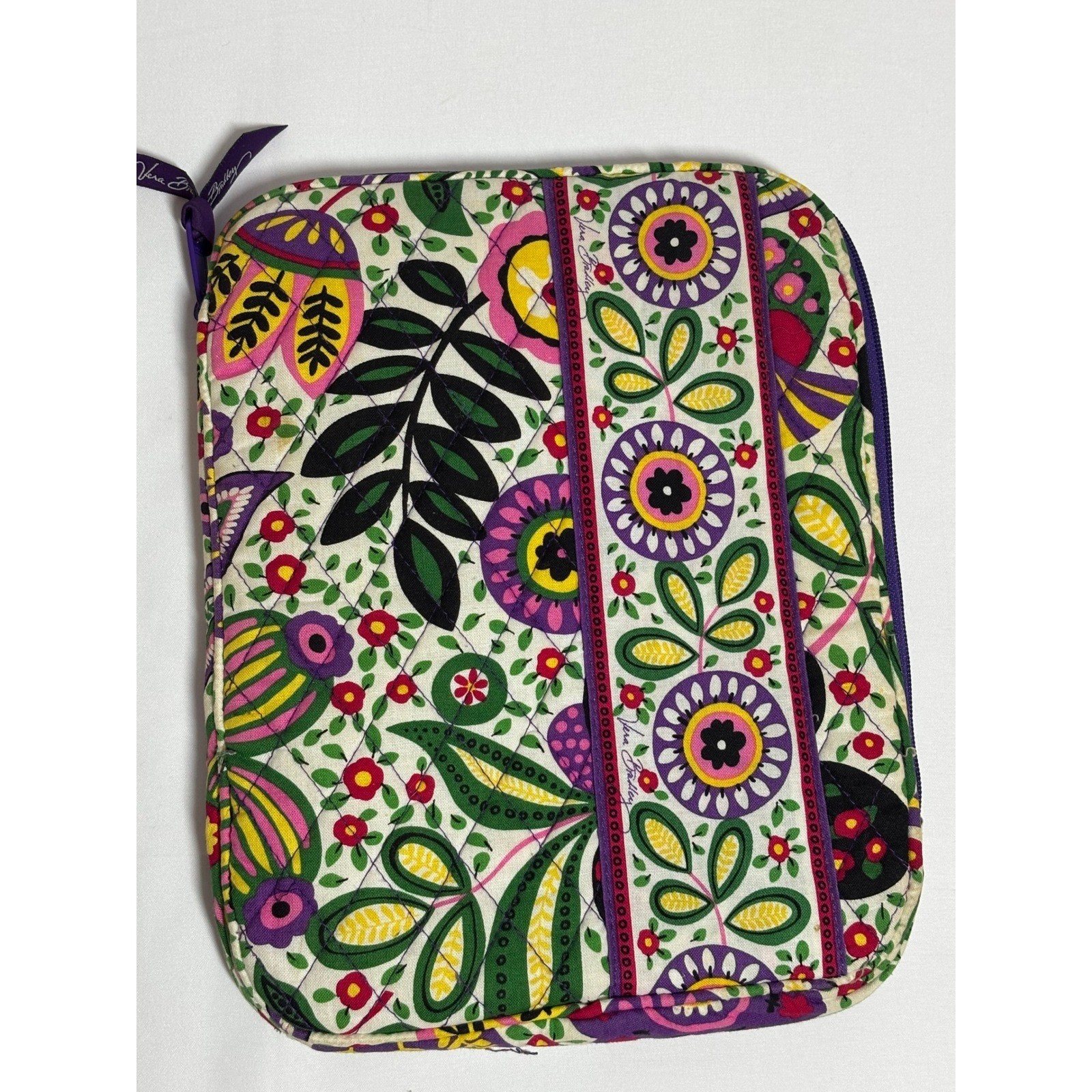 Vera Bradley Viva La Vera Quilted Tablet Sleeve Case Floral Purple Green 10x8