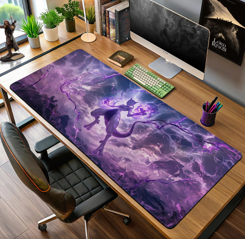 Mewtwo Psychic Storm Mouse Pad, Gaming Desk Mat