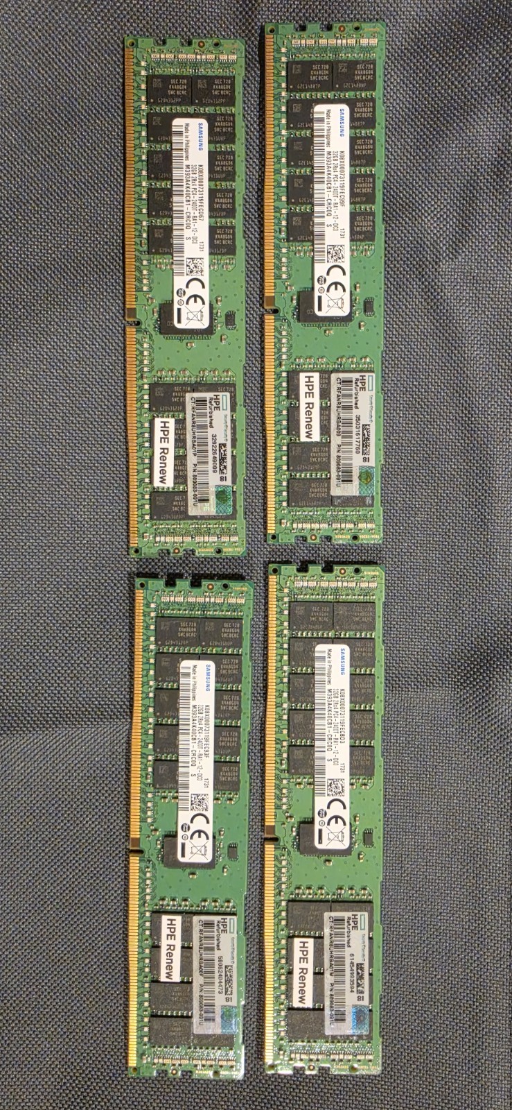 128GB 4x32GB Samsung DDR4-2400 ECC RDIMM HPE Renew 809083-091 Server RAM