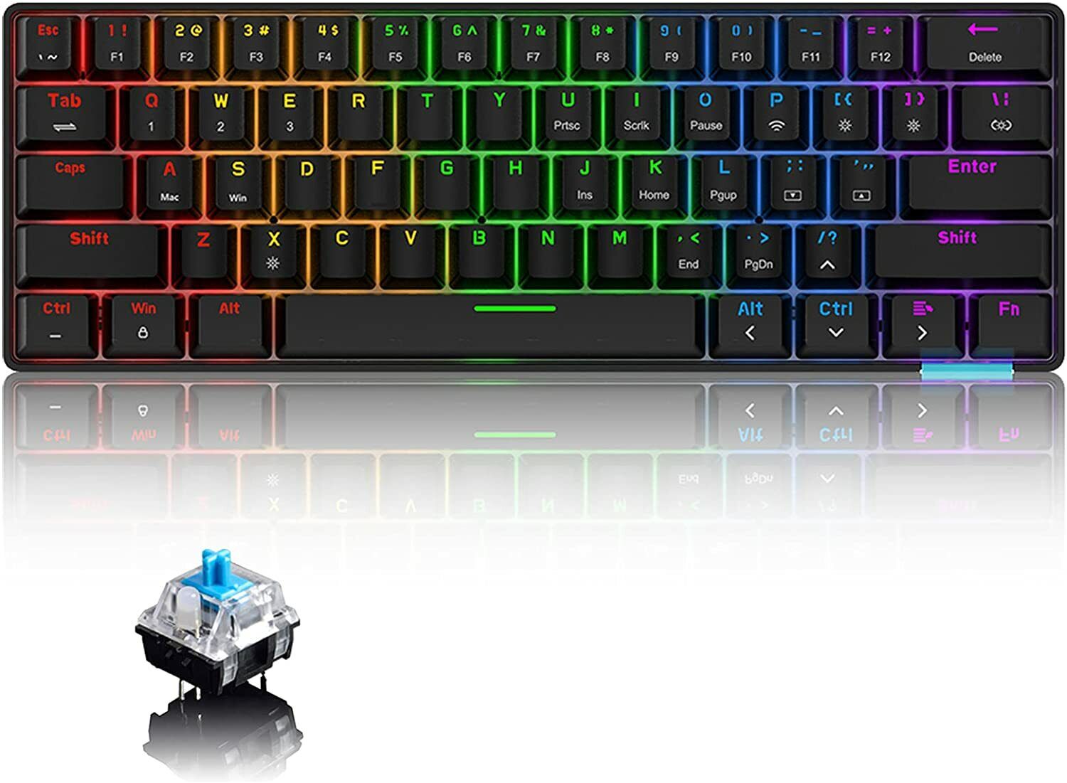 Bluetooth 60% Dual Mode Wired Mechanical Gaming Keyboard RGB Backlit Rechargeabl