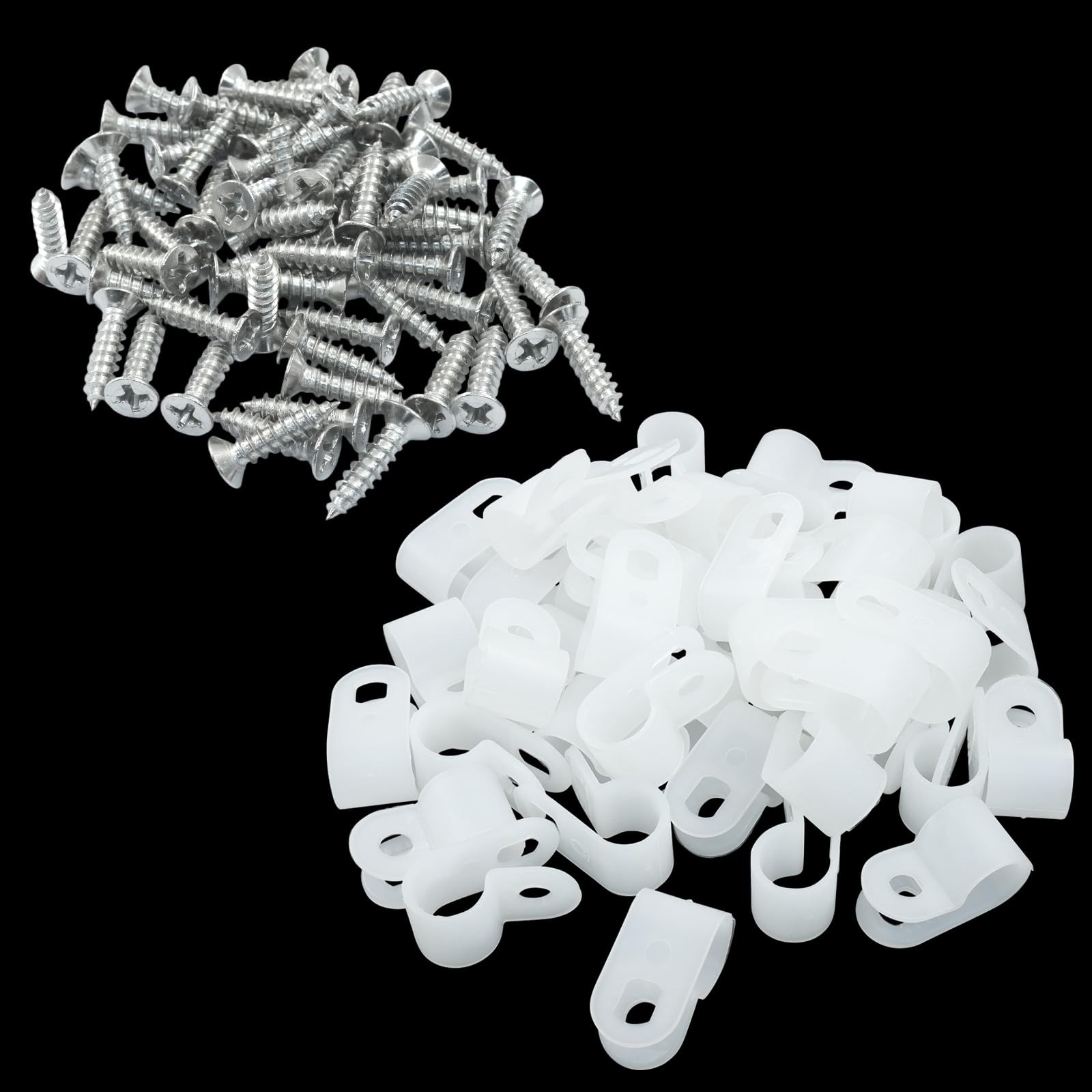 3/8 Inch RType Cable Clip, 50 Pack, White
