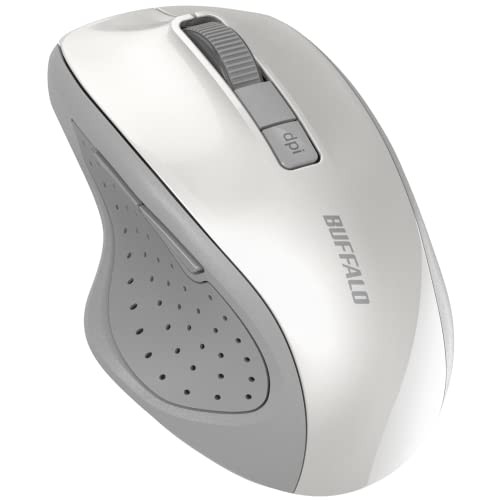 Buffalo 5-Button Bluetooth 5.0 Blue LED Mouse White with Back/Forward Buttons