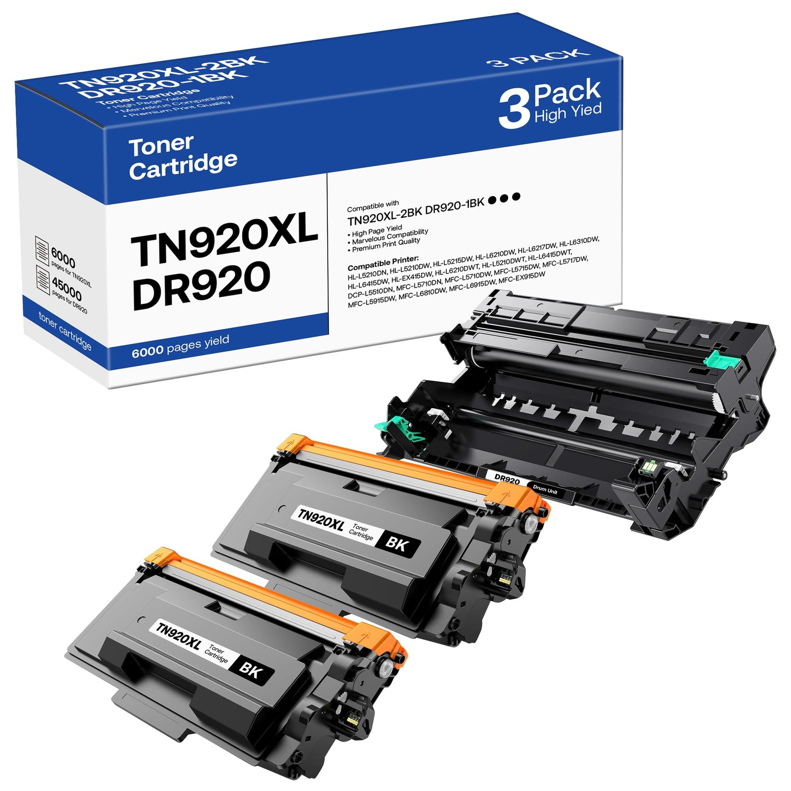 GOTOBY TN920XL Toner Cartridge and DR920 Drum Unit for Brother TN920 TN-920 D...