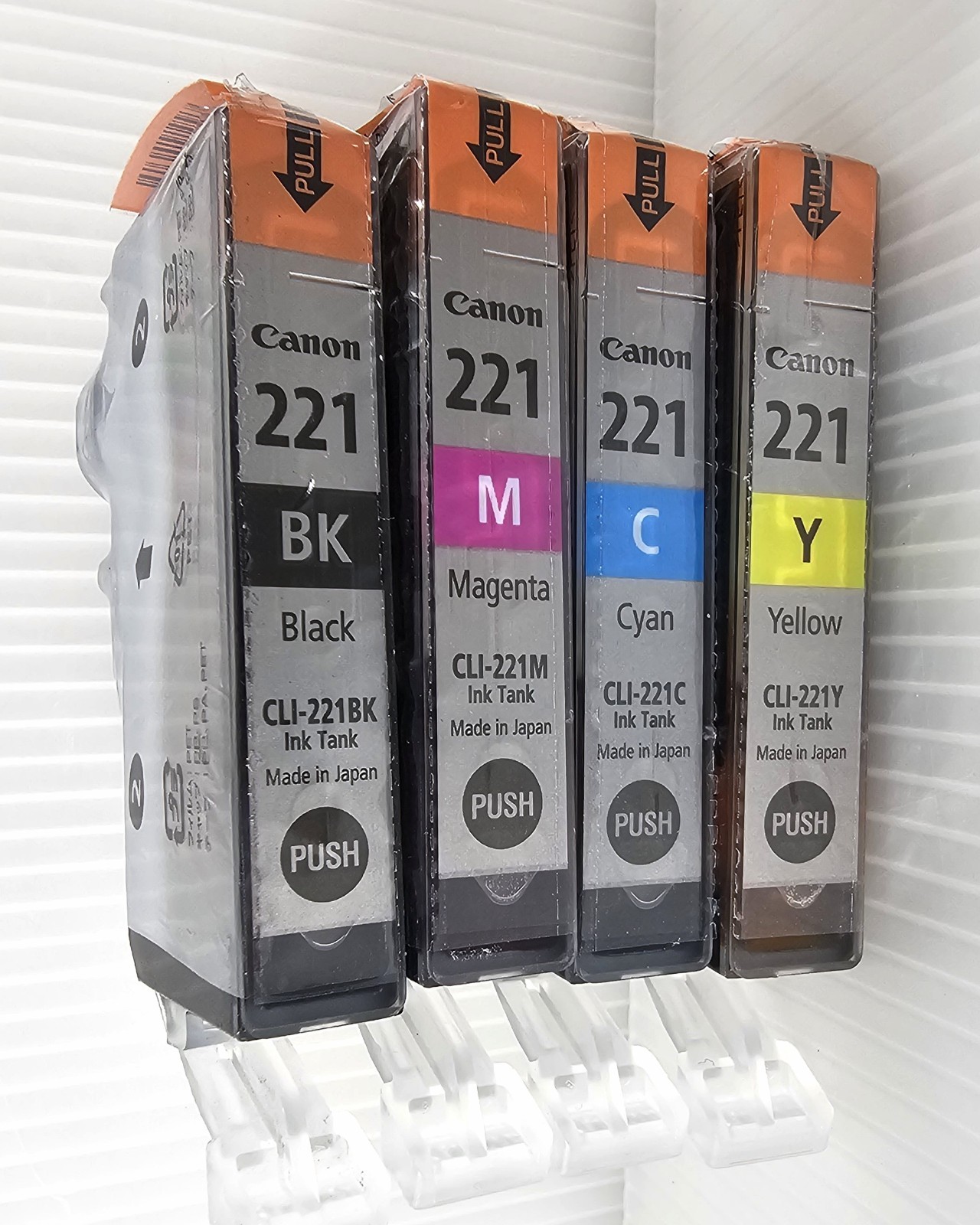 Genuine Canon 221 Black Cyan Magenta Yellow 4-Pack Ink Cartridges OEM