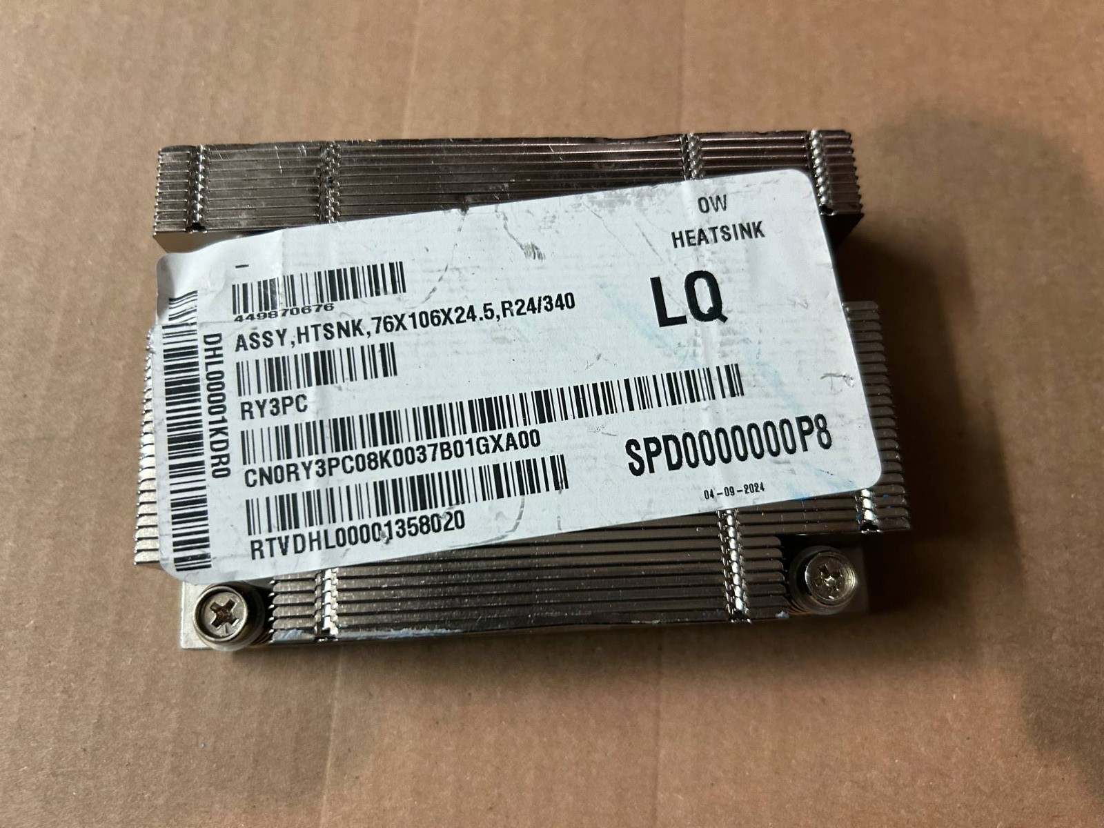Genuine Dell PowerEdge R240 R340 High Performance Heatsink 95W RY3PC
