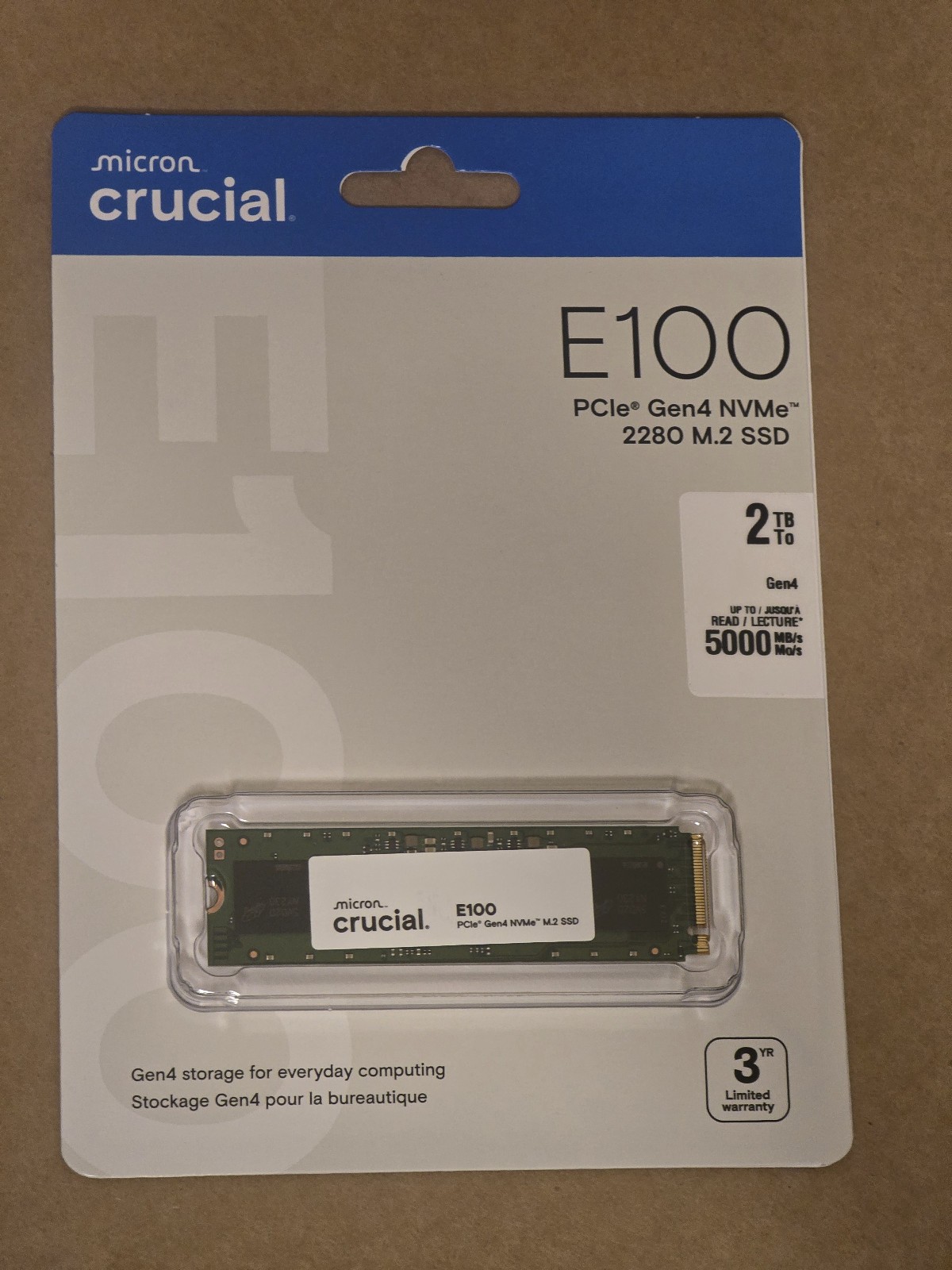 Crucial CT2000E100SSD8 E100 2TB PCIe 4.0 Gen4 NVMe M.2 2280 2.0 TB MICRON SSD