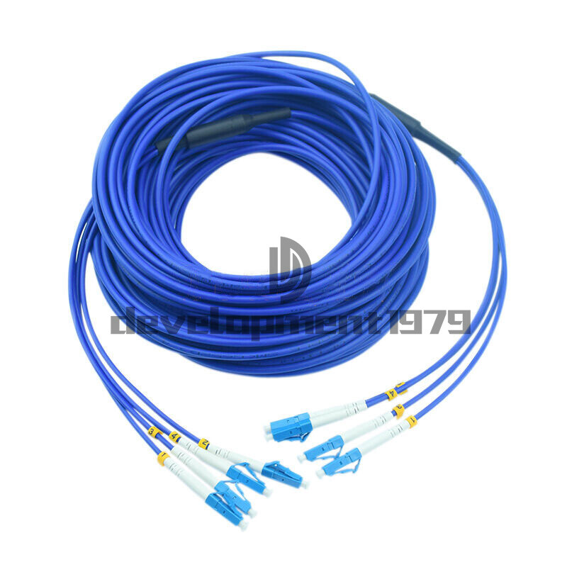 150M Indoor Armored Fiber Cable LC-LC 4 Strand SingleMode 9/125 Fiber Patch Cord