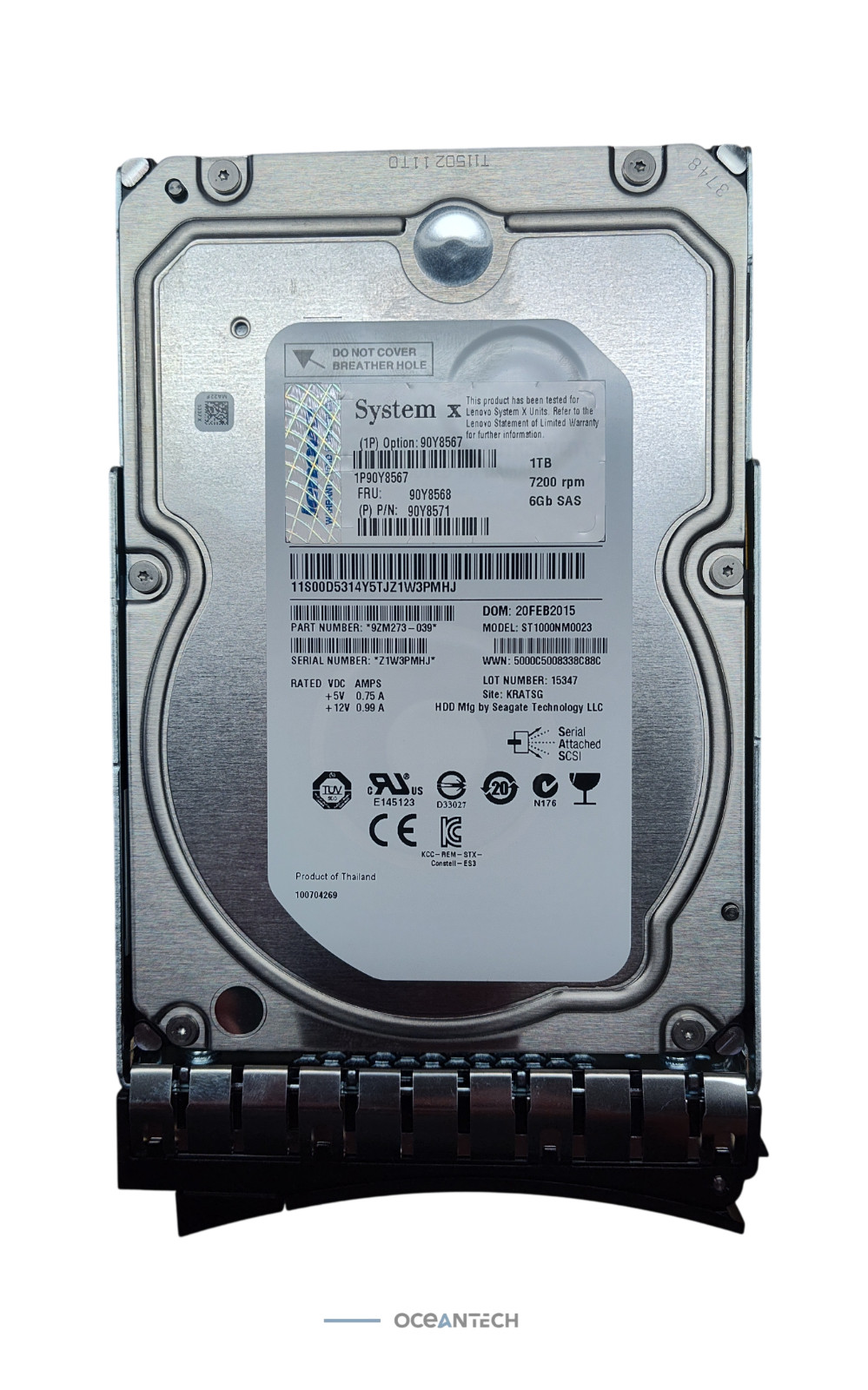 IBM / Seagate  90Y8568 ST1000NM0023  1TB 7.2K RPM 6Gb SAS HD W/Tray
