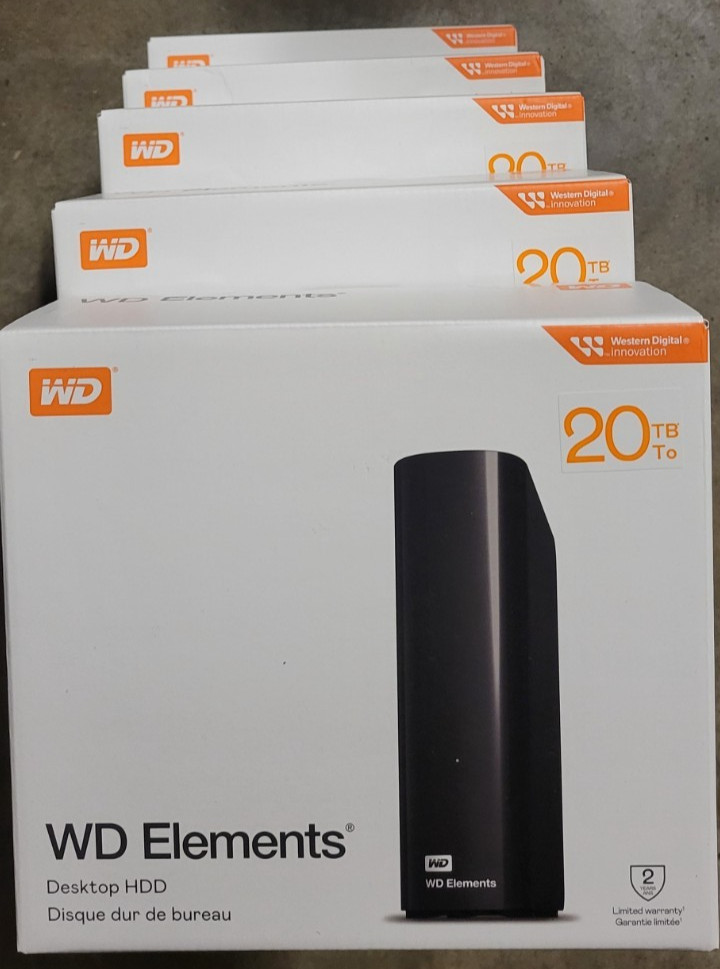 WD 20TB Elements USB 3.0 3.5" Desktop External Hard Drive Black HDD